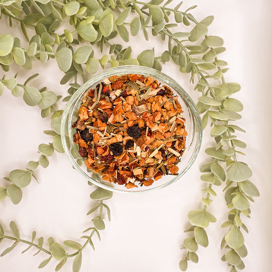 Mélange infusion Verger Secret – pomme gingembre myrtille sauvage griotte – Lab'oh des Thés