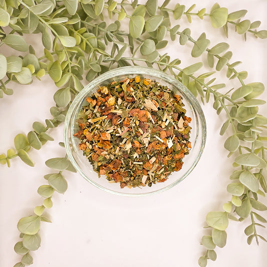 Harmonie en Tasse infusion en vrac – mélange pomme ortie citronnelle fenouil camomille feuilles de mûre – Le Lab'oh des Thés