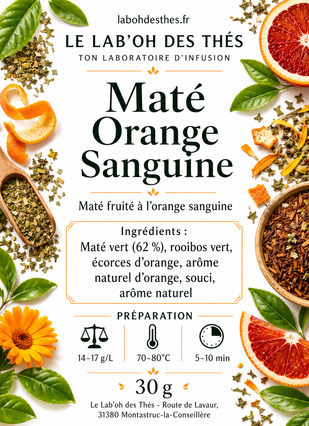 Maté Orange Sanguine étiquette