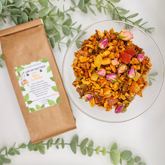 Infusion Mira La Belle en vrac - infusion fruitée mirabelle pomme ananas papaye poire 30g ou 90g