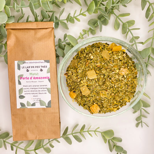 Maté Perle d'Amazonie en vrac - maté vert tropical mangue ananas citron énergisant 30g ou 90g