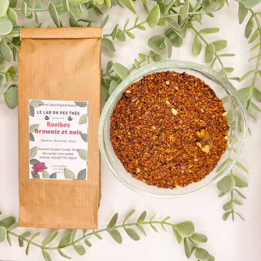 Rooibos Brownie et Noix en vrac - rooibos gourmand chocolat noisette noix sans caféine 30g ou 90g