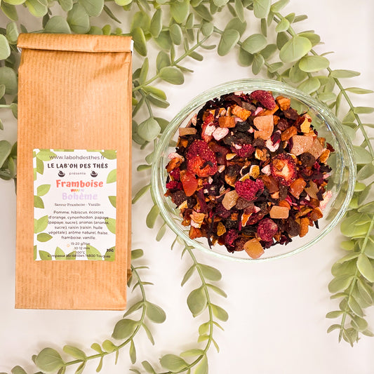 Framboise Bohème infusion de fruit en vrac  et sachet 