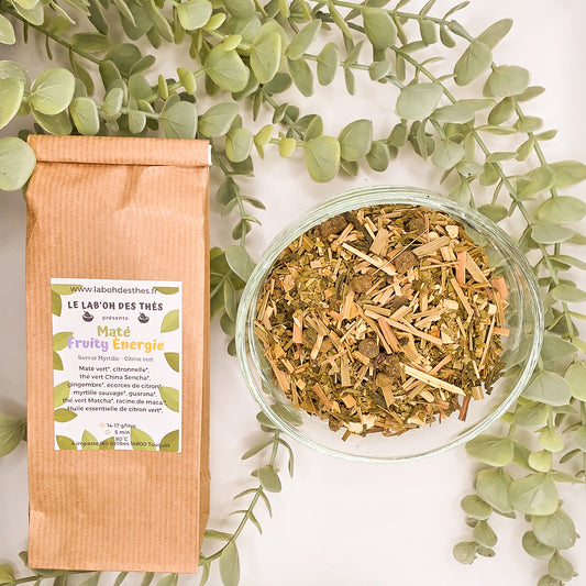 Maté Fruity Énergie myrtille citron vert – infusion énergisante en vrac – Lab'oh des Thés