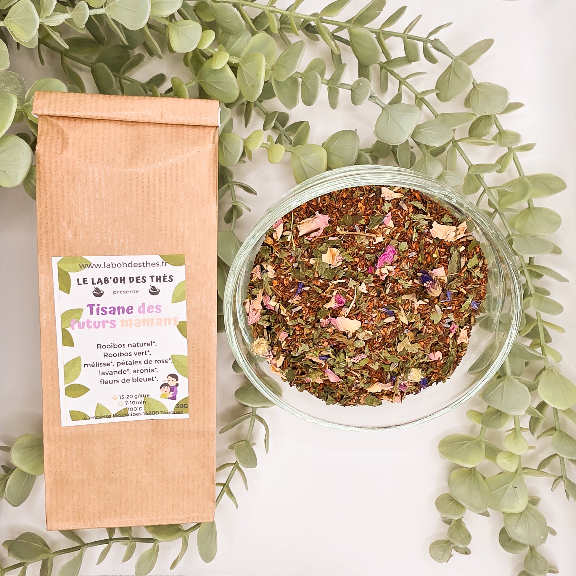 Tisane Futures Mamans rooibos lavande mélisse – sachet 30g et 90g – Le Lab'oh des Thés