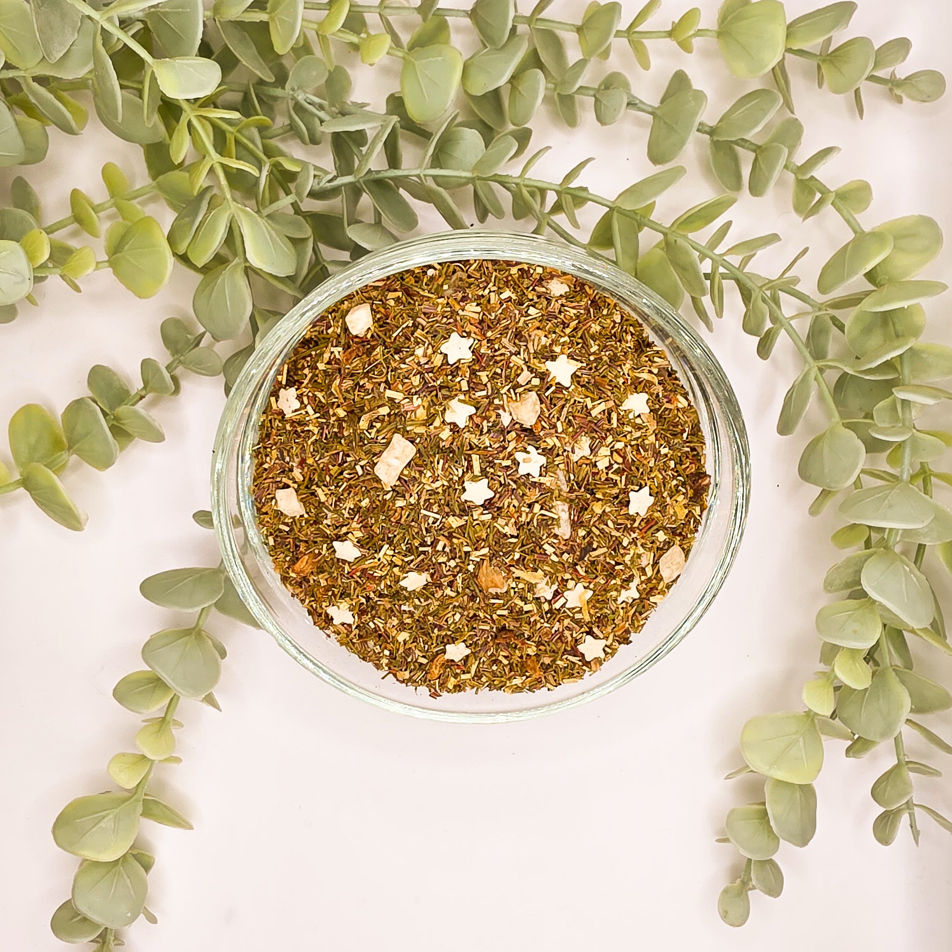 Tarte au Citron Étoilée rooibos vert en vrac – mélange rooibos vert citron ananas hibiscus blanc fleurs de souci stevia – Le Lab'oh des Thés
