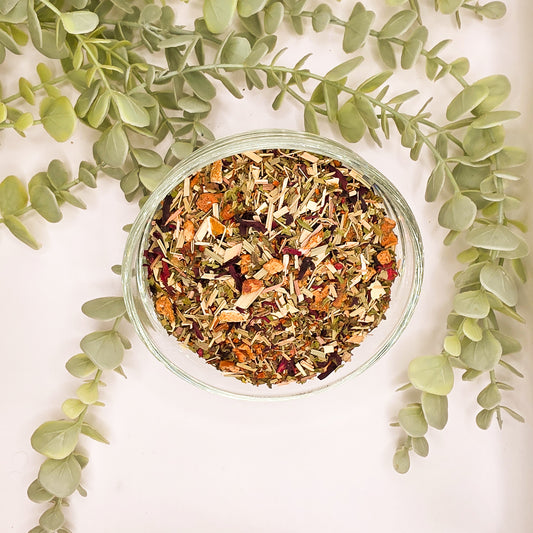 Mélange Rooibos Estivale Menthe Framboise en vrac – rooibos 40% menthe 21% citronnelle 15% pomme hibiscus framboise – Le Lab'oh des Thés