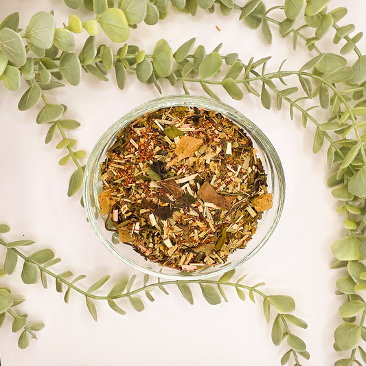 Île de Jade infusion en vrac – mélange rooibos maté vert citronnelle China Sencha ananas Pai Mu Tan – Le Lab'oh des Thés