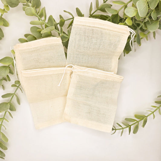 Lot de 4 sachets de thé réutilisables en coton