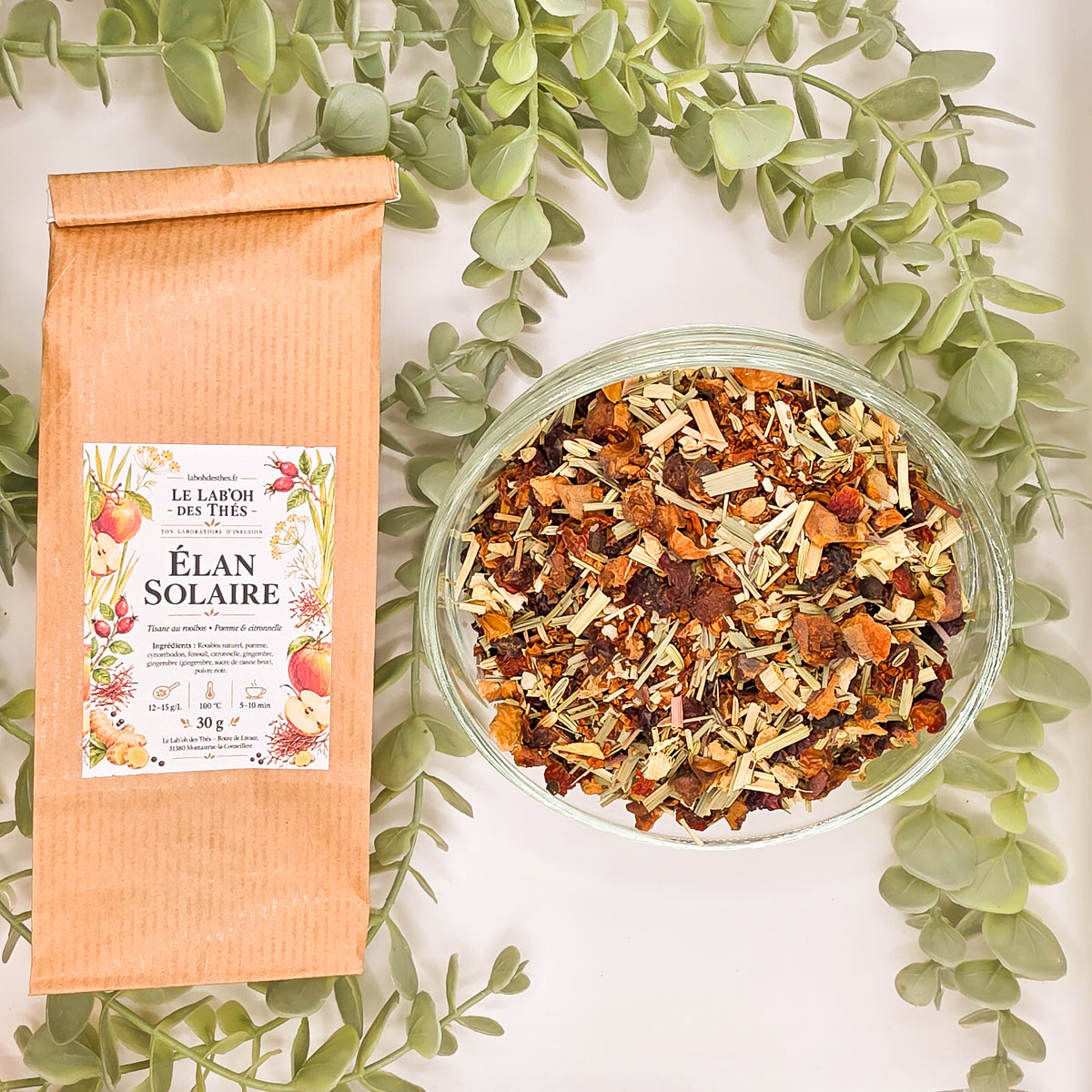 Tisane Élan Solaire – Rooibos, Pomme & Citronnelle