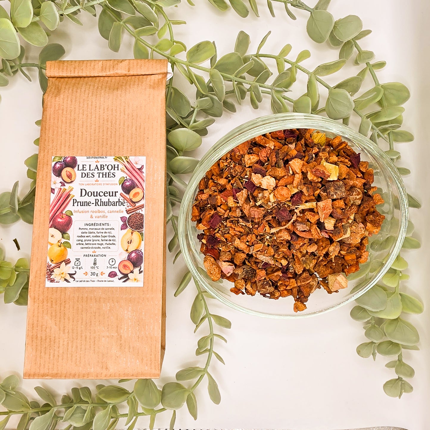 Infusion Douceur Prune-Rhubarbe – Rooibos, Cannelle & Vanille