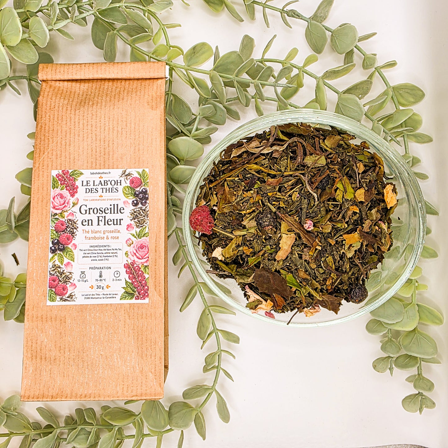 Thé Blanc Groseille en Fleur – Framboise & Rose