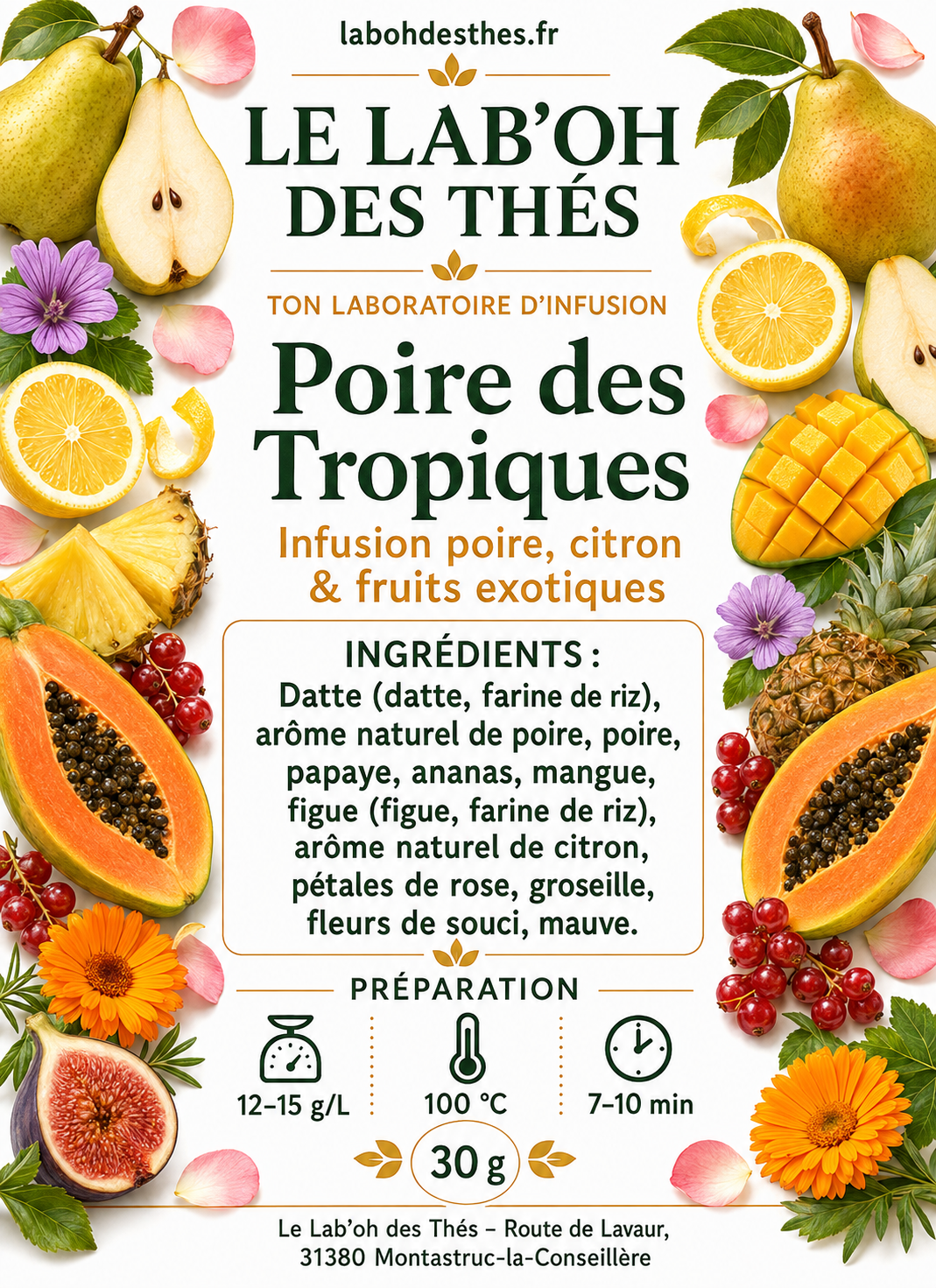 Infusion Poire des Tropiques – Poire, Citron & Fruits Exotiques