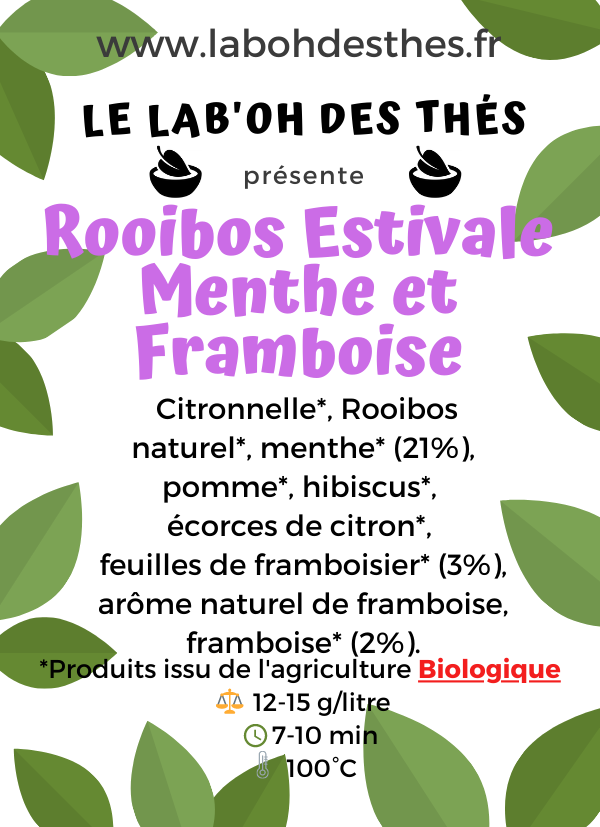 Rooibos Estivale Menthe et Framboise, BIO