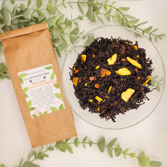  Thé Noir Cool Cola en sachet et vrac – Assam cannelle écorces d'orange caramel citron vert vanille muscade coriandre – Le Lab'oh des Thés
