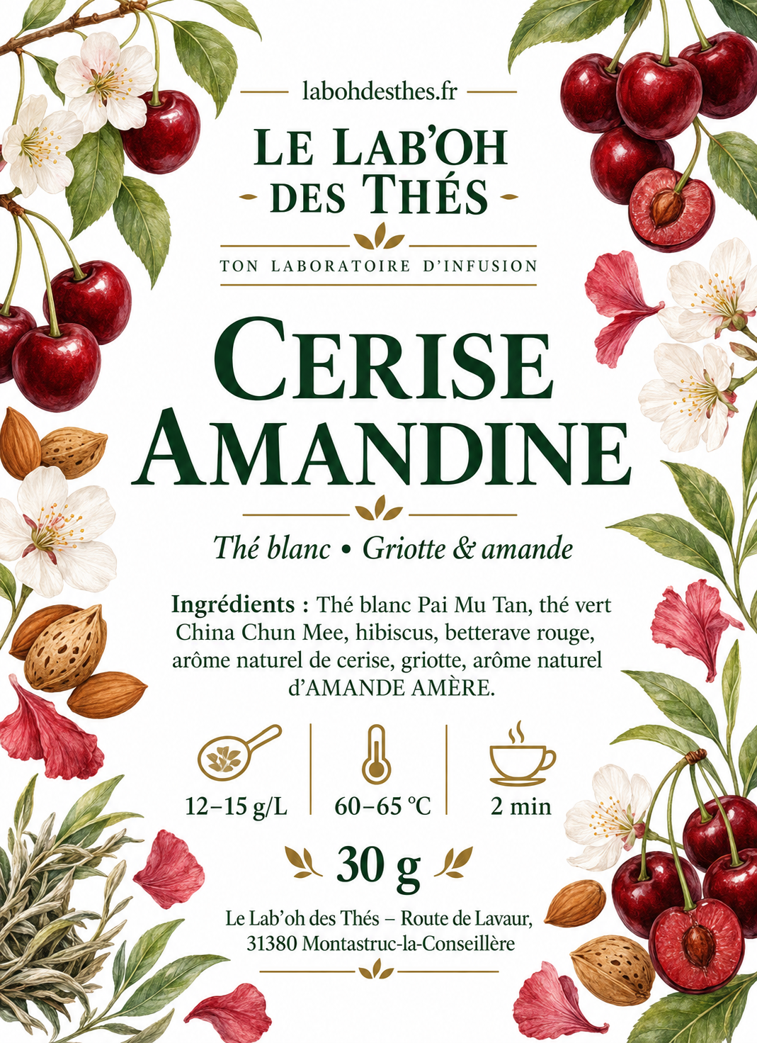 Thé Blanc Cerise Amandine – Griotte & Amande