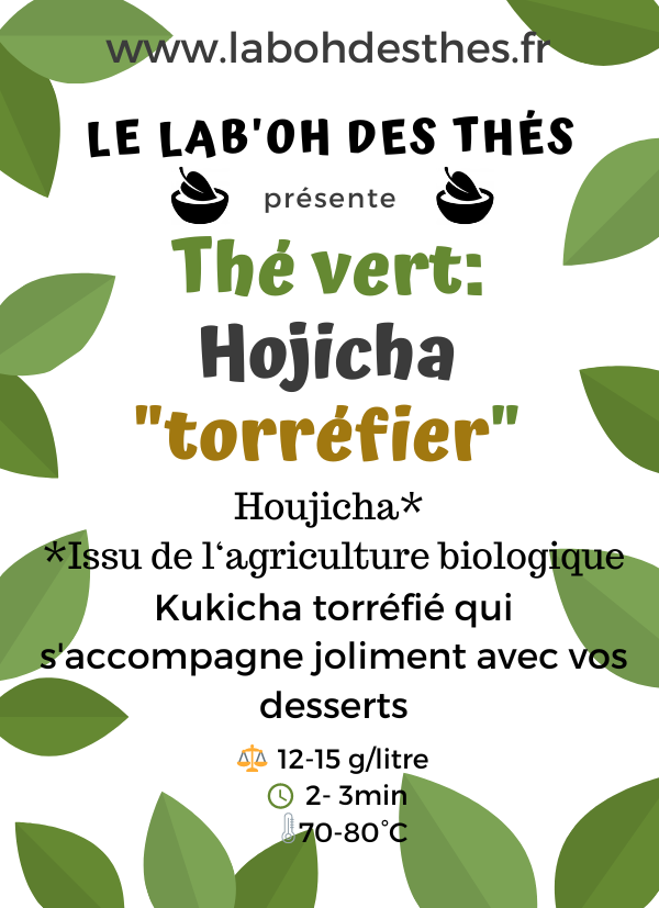 Étiquette Hojicha torréfié – composition kukicha torréfié Japon – Le Lab'oh des Thés