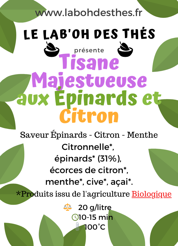 Tisane Majestueuse aux Épinards et Citron, BIO