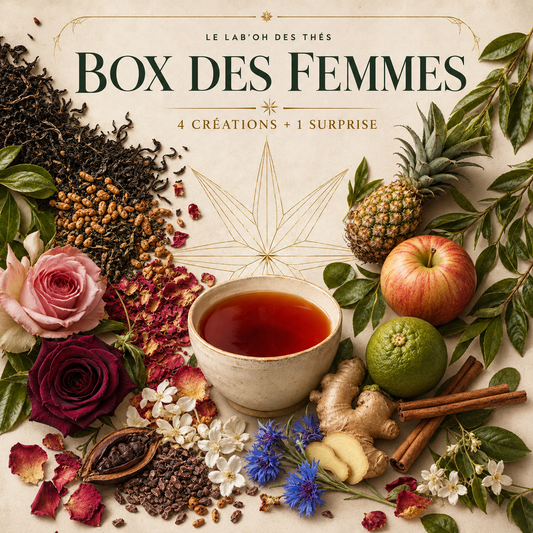 Visuel botanique de la Box des Femmes, 4 créations et 1 surprise – Le Lab’oh des Thés