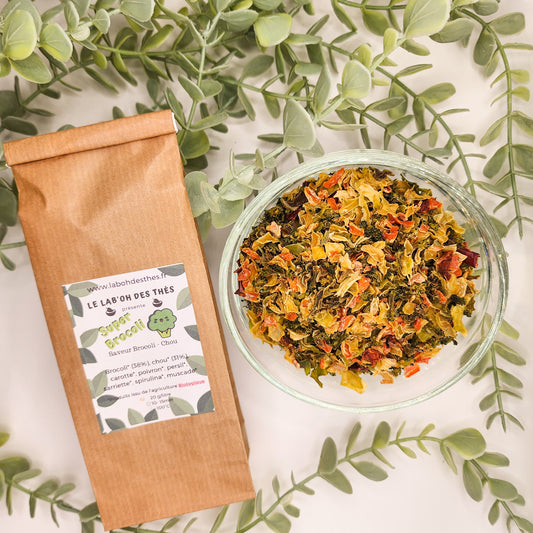 Super Brocoli infusion en sachet et vrac – brocoli chou carotte spiruline muscade – Le Lab'oh des Thés